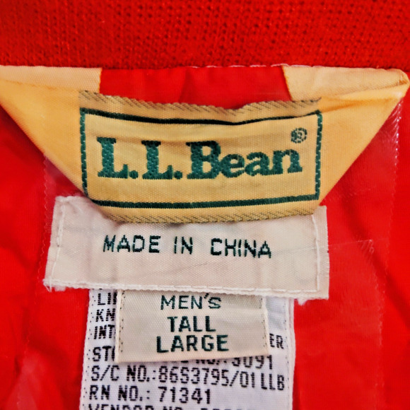 L.L. Bean Windbreaker Jacket Men's L Tall Red Softshell Packable Hooded Full Zip - Picture 4 of 5